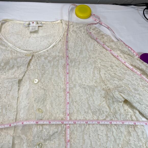 Ali & Ali Vintage Y2K Popcorn Lace Shrug Cardigan Ivory Sheer 1X Women's - Picture 7 of 7